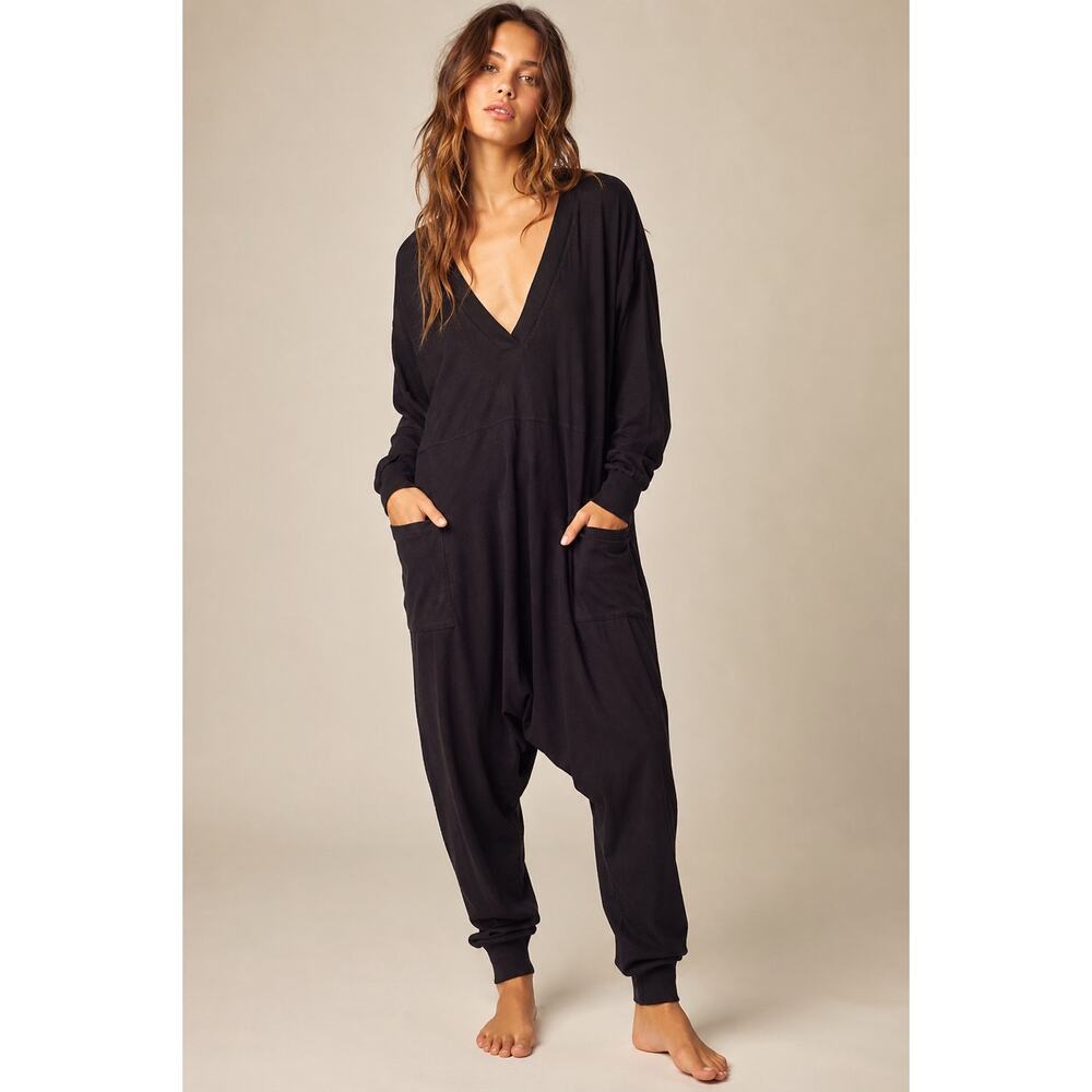 Free People Intimately Just Because Jumpsuit Black Large Oversized Harem Lounge